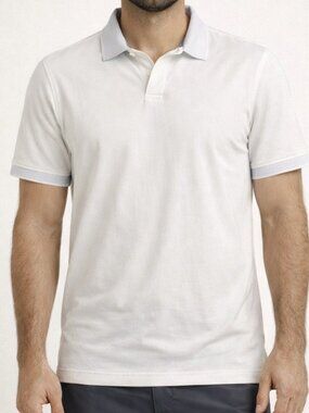 Lululemon Men’s White Pique Tech Polo Shirt Athleisure Breathable Size M